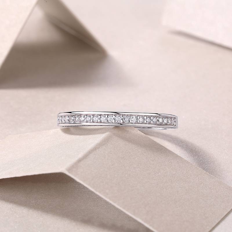 R13130款S925银镀18K白金Women's RingMoissanite厘石0.444ct