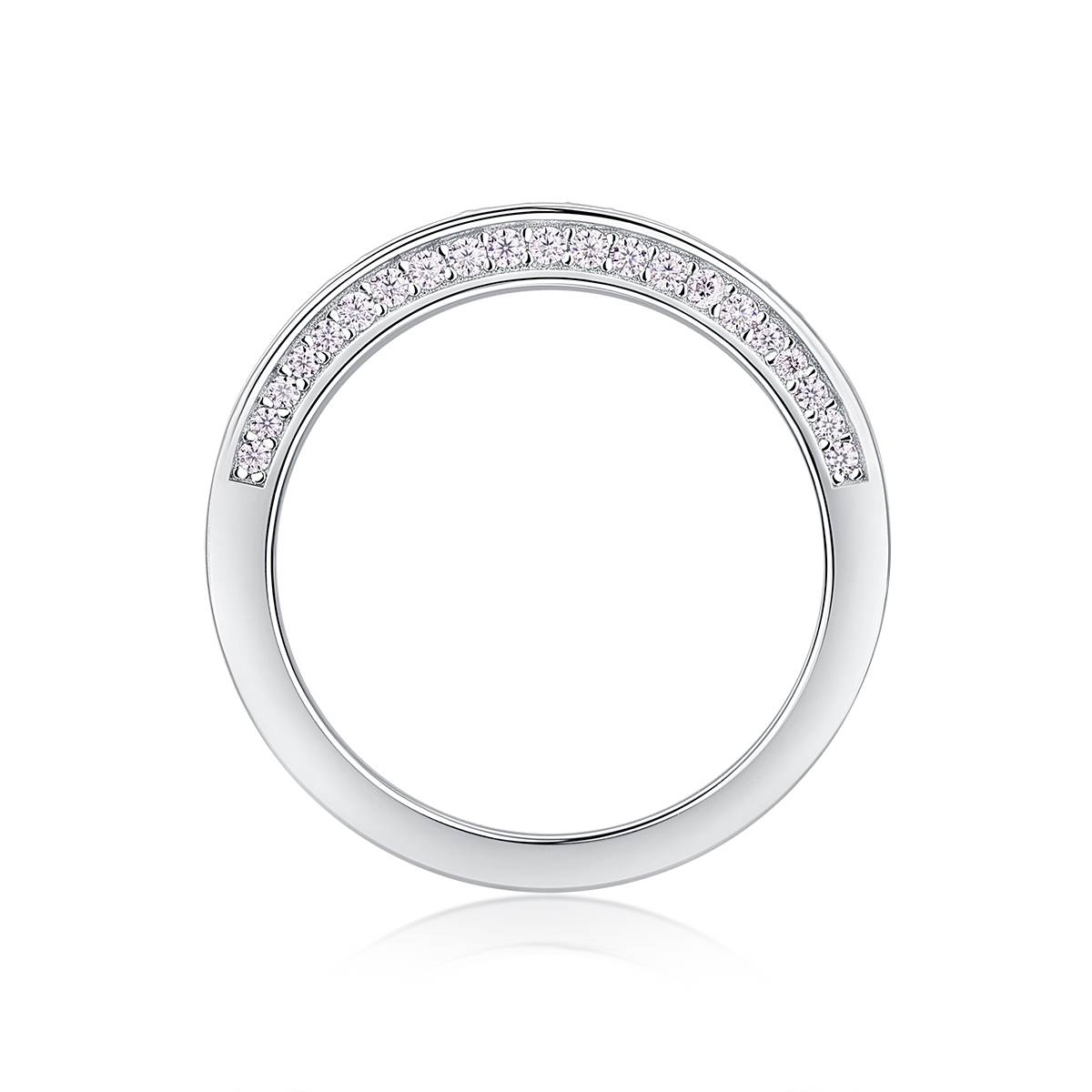 R13130款S925银镀18K白金女戒莫桑钻厘石0.444CT