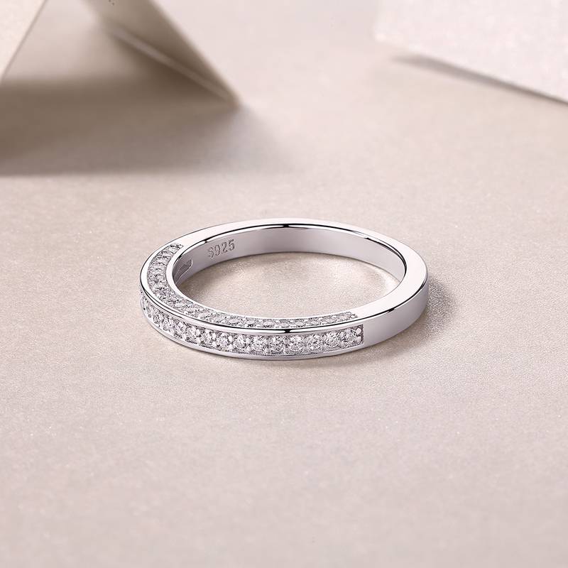 R13130款S925银镀18K白金Women's RingMoissanite厘石0.444ct