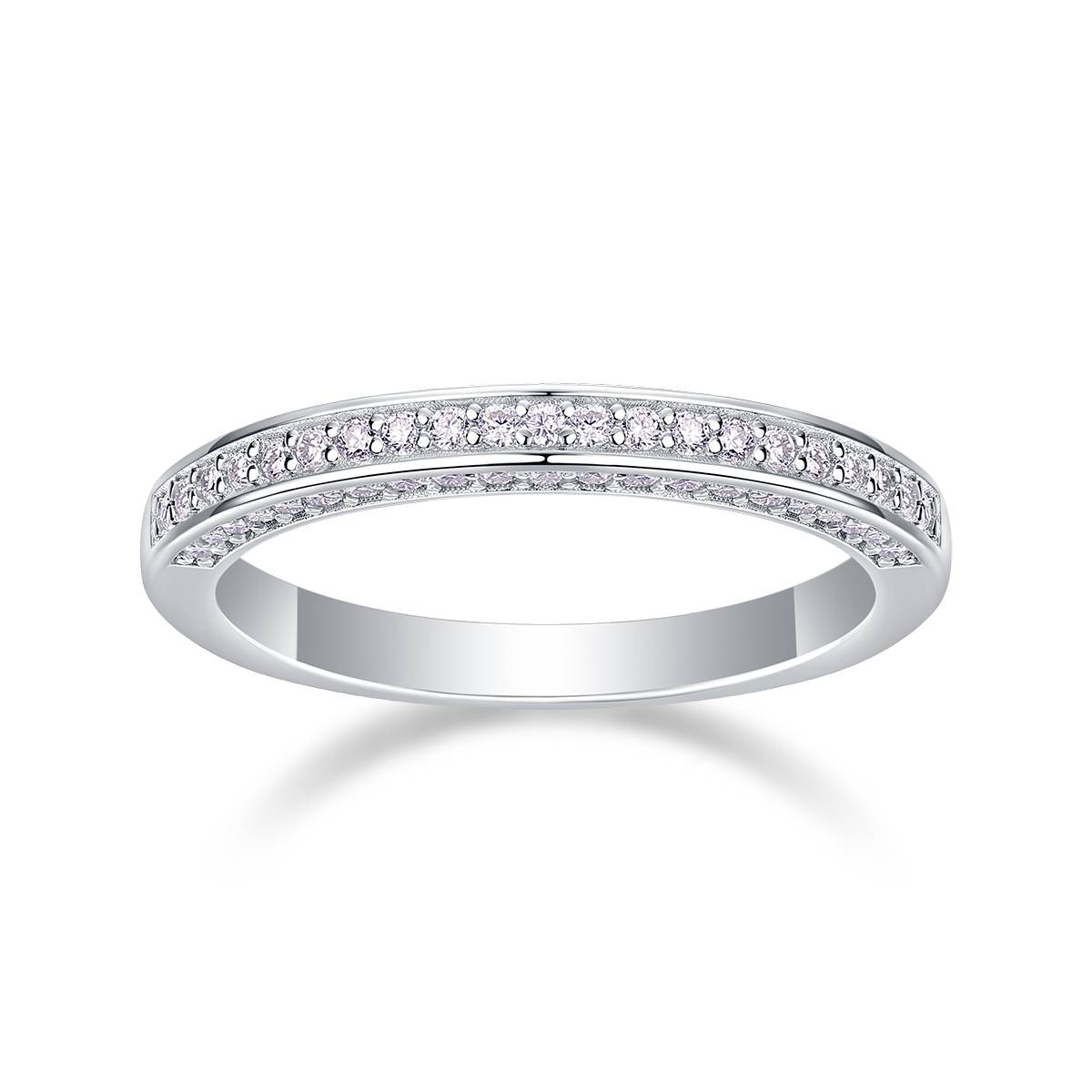 R13130款S925银镀18K白金女戒莫桑钻厘石0.444CT