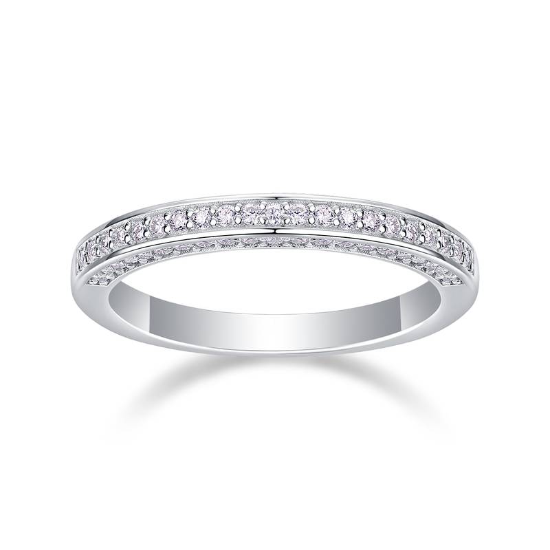 R13130款S925银镀18K白金Women's RingMoissanite厘石0.444ct
