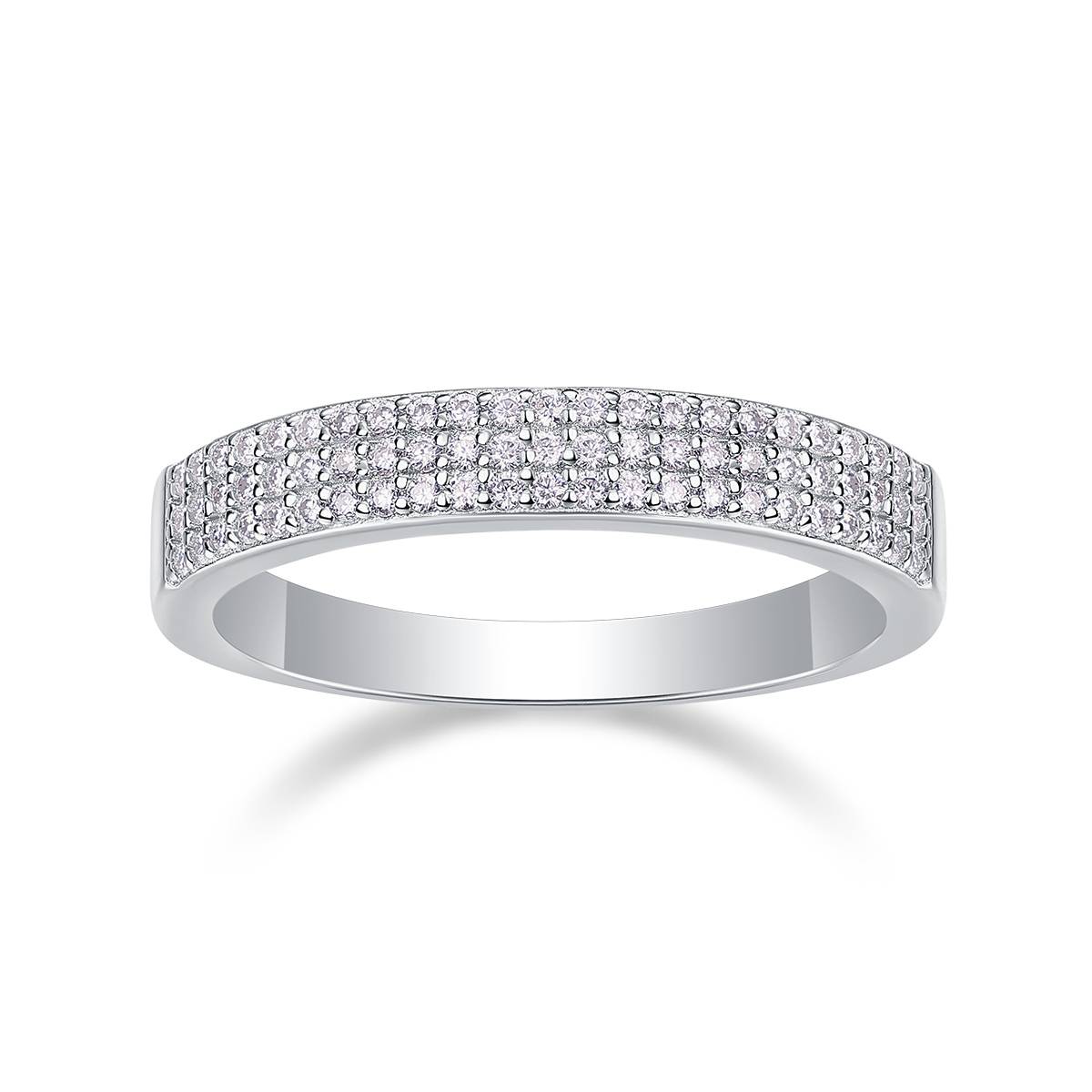 R13119款S925银镀18K白金女戒莫桑钻厘石0.345CT