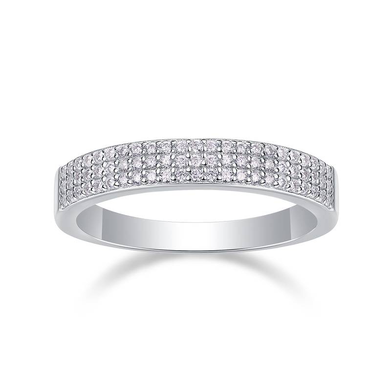 R13119款S925银镀18K白金Women's RingMoissanite厘石0.345ct