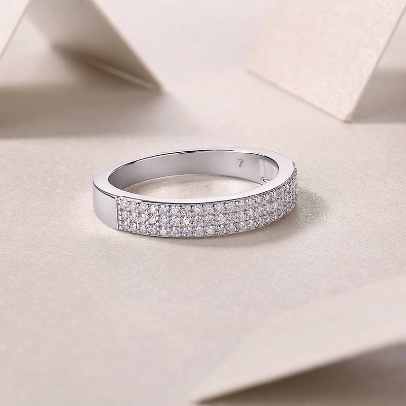 R13119款S925银镀18K白金Women's RingMoissanite厘石0.345ct
