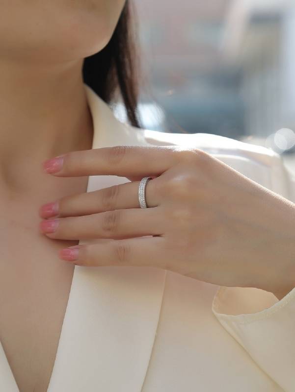 R13119款S925银镀18K白金Women's RingMoissanite厘石0.345ct