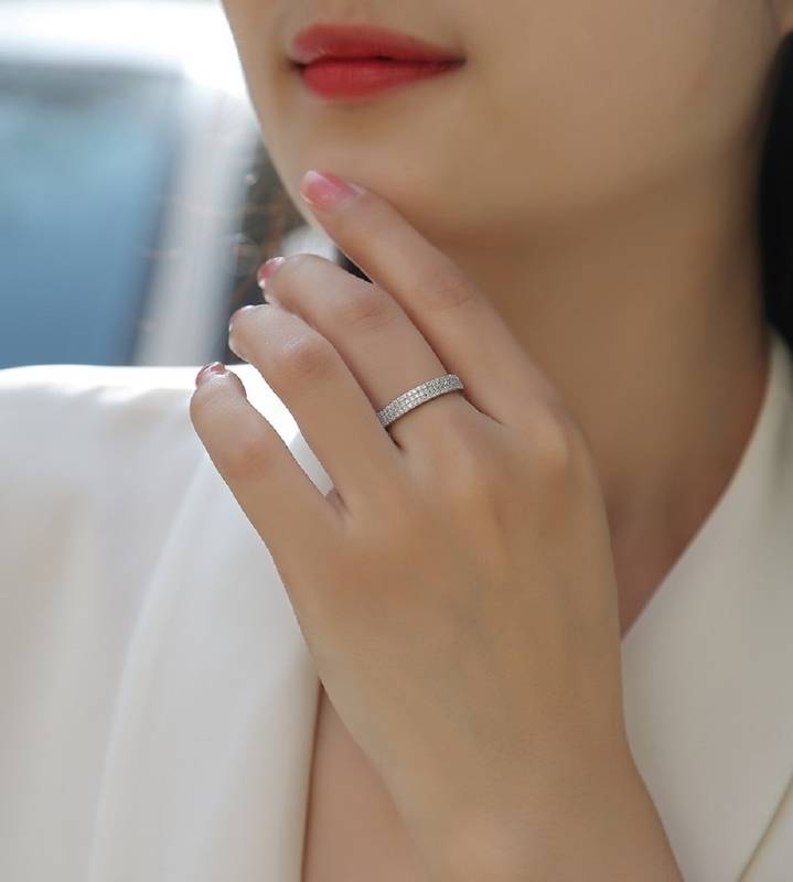 R13119款S925银镀18K白金Women's RingMoissanite厘石0.345ct