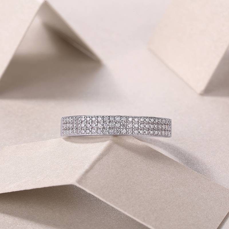 R13119款S925银镀18K白金Women's RingMoissanite厘石0.345ct