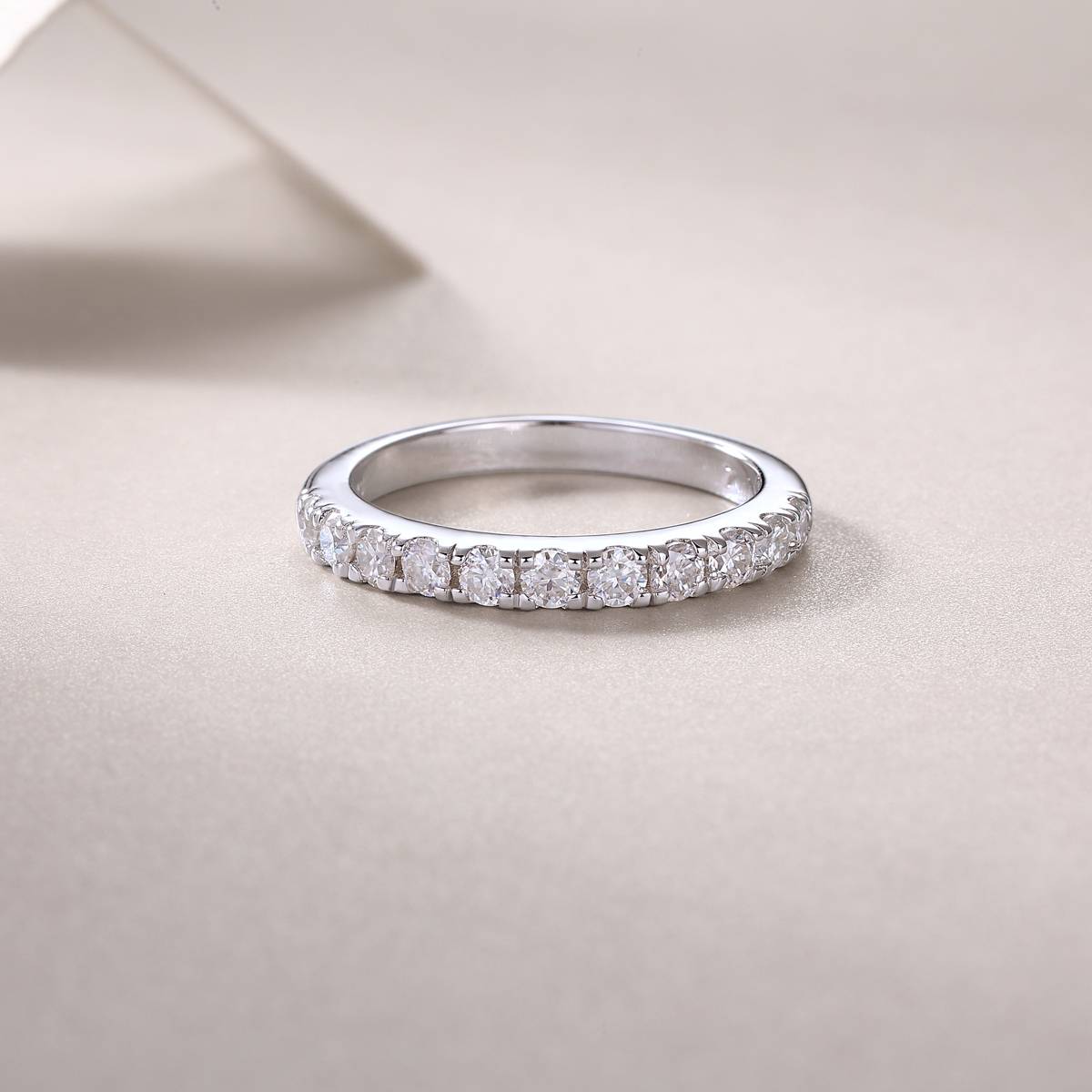 R13238款S925银镀18K白金Women's RingMoissanite厘石0.48ct