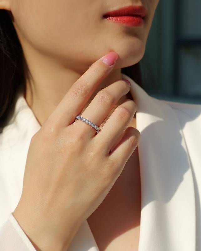 R13238款S925银镀18K白金Women's RingMoissanite厘石0.48ct