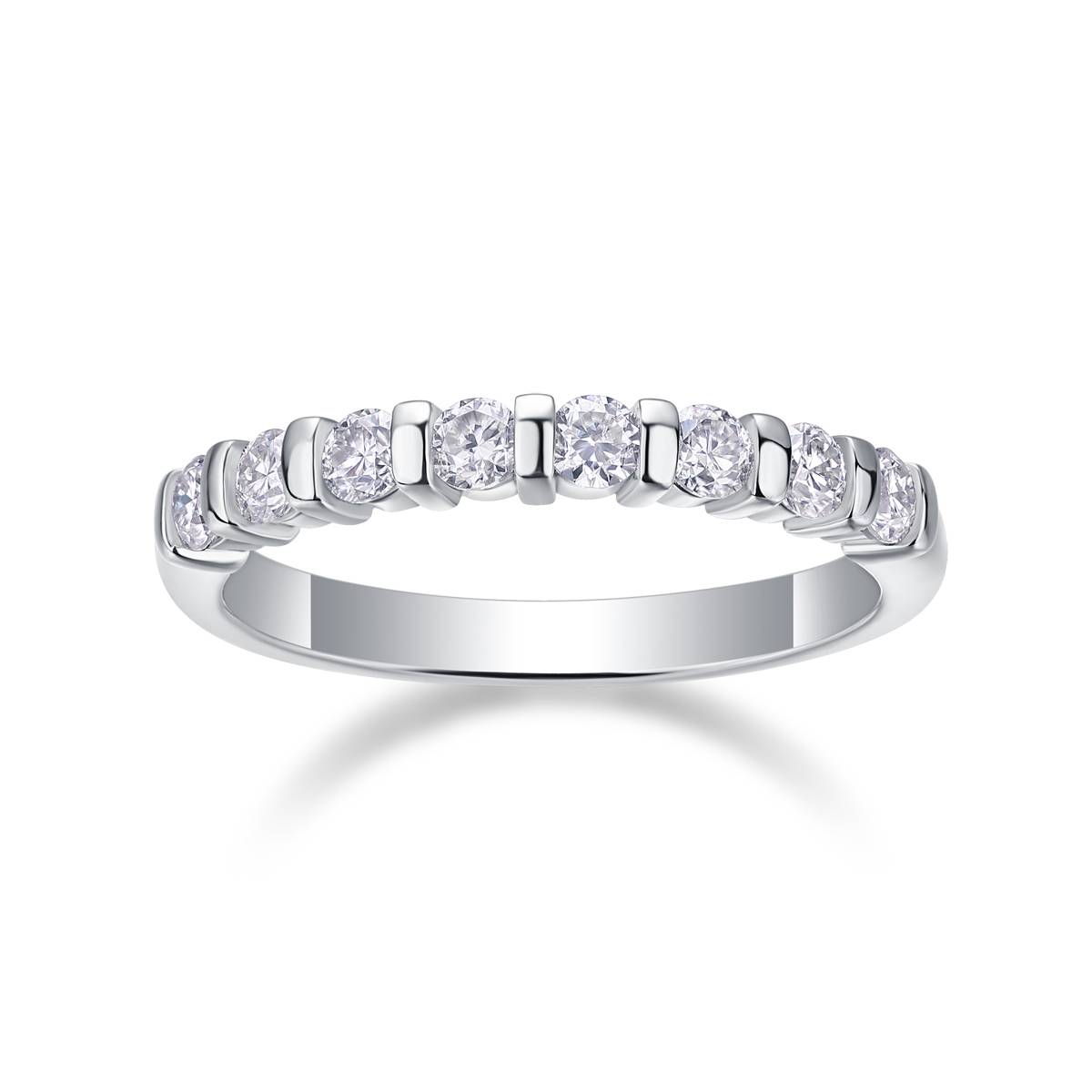 R13241款S925银镀18K白金女戒莫桑钻厘石0.48CT