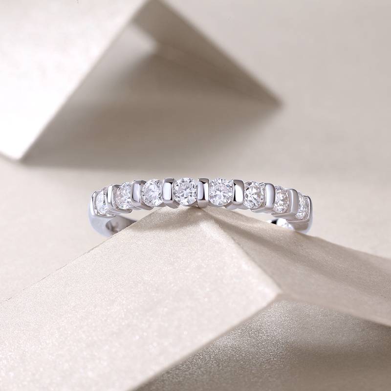 R13241款S925银镀18K白金Women's RingMoissanite厘石0.48ct