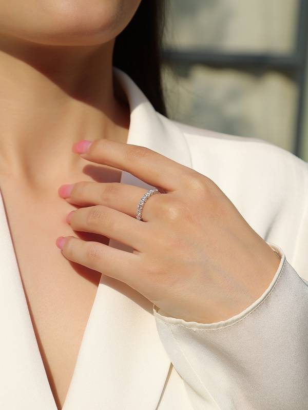 R13241款S925银镀18K白金Women's RingMoissanite厘石0.48ct