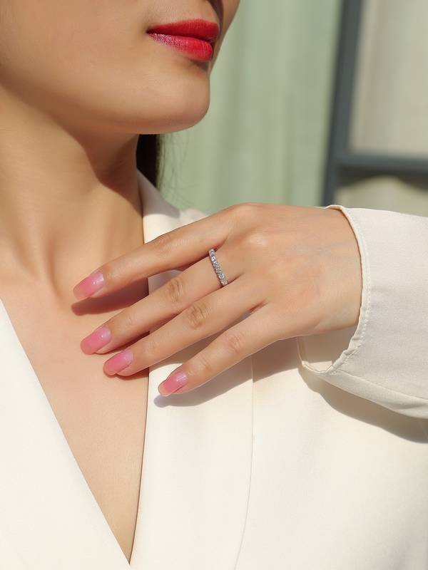 R13241款S925银镀18K白金Women's RingMoissanite厘石0.48ct