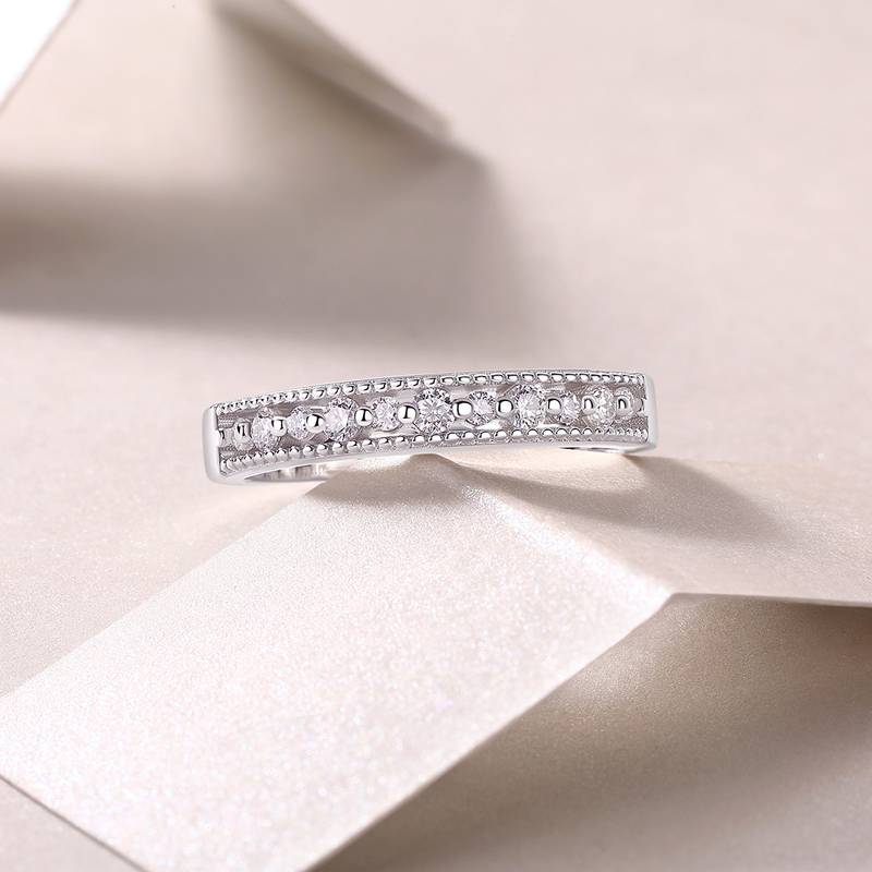 R13239款S925银镀18K白金Women's RingMoissanite厘石0.27ct