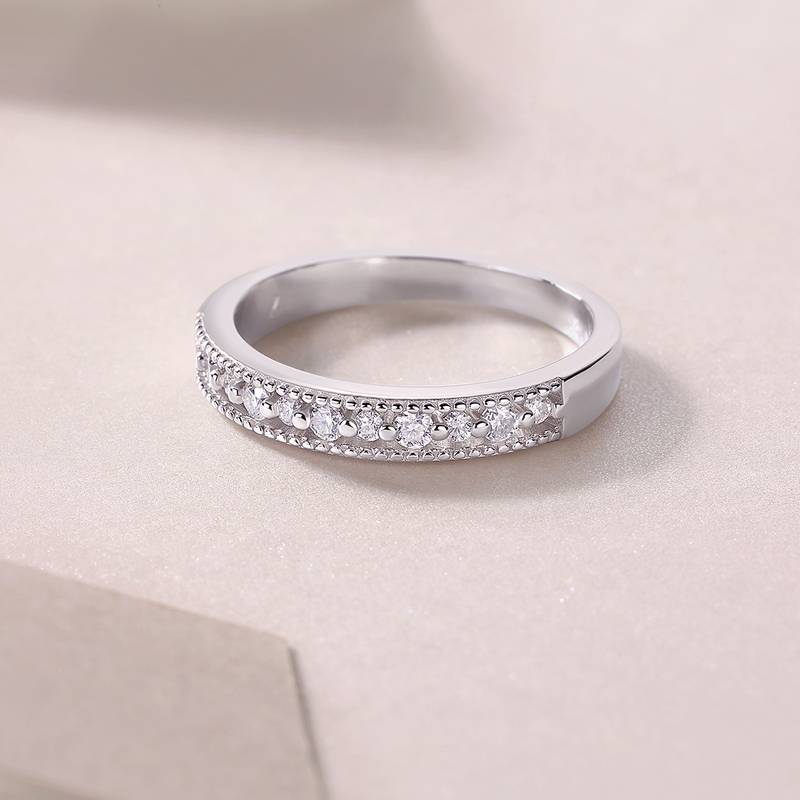 R13239款S925银镀18K白金Women's RingMoissanite厘石0.27ct