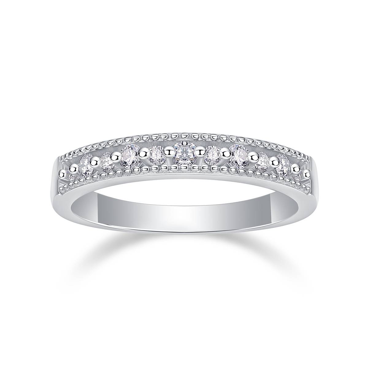 R13239款S925银镀18K白金Women's RingMoissanite厘石0.27ct