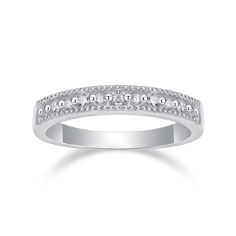 R13239款S925银镀18K白金Women's RingMoissanite厘石0.27ct