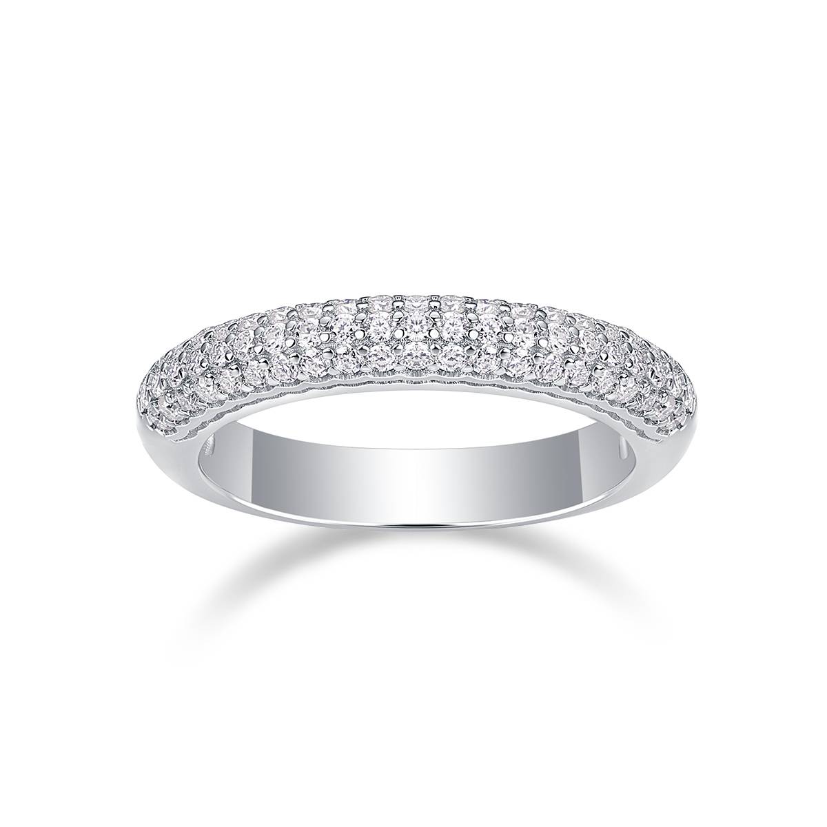 R13248款S925银镀18K白金女戒莫桑钻厘石0.504CT
