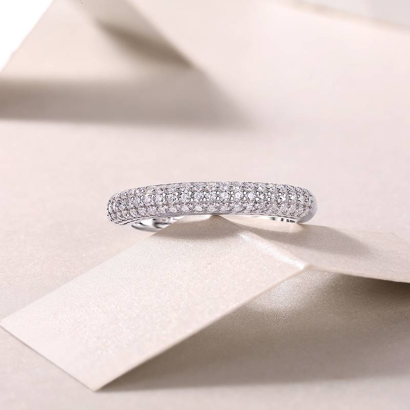 R13248款S925银镀18K白金女戒莫桑钻厘石0.504CT
