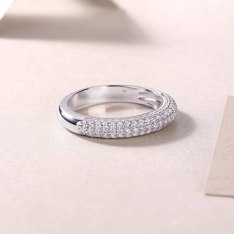R13248款S925银镀18K白金女戒莫桑钻厘石0.504CT
