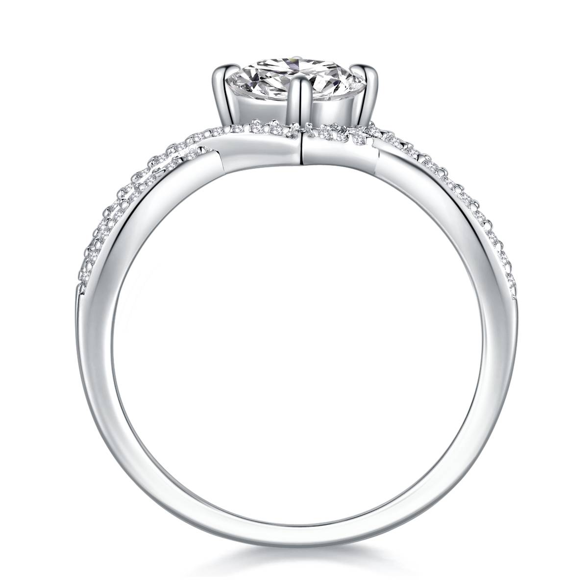 R13543款S925银镀18K白金Women's RingMoissanite1.0ct