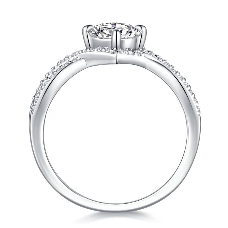 R13543款S925银镀18K白金Women's RingMoissanite1.0ct