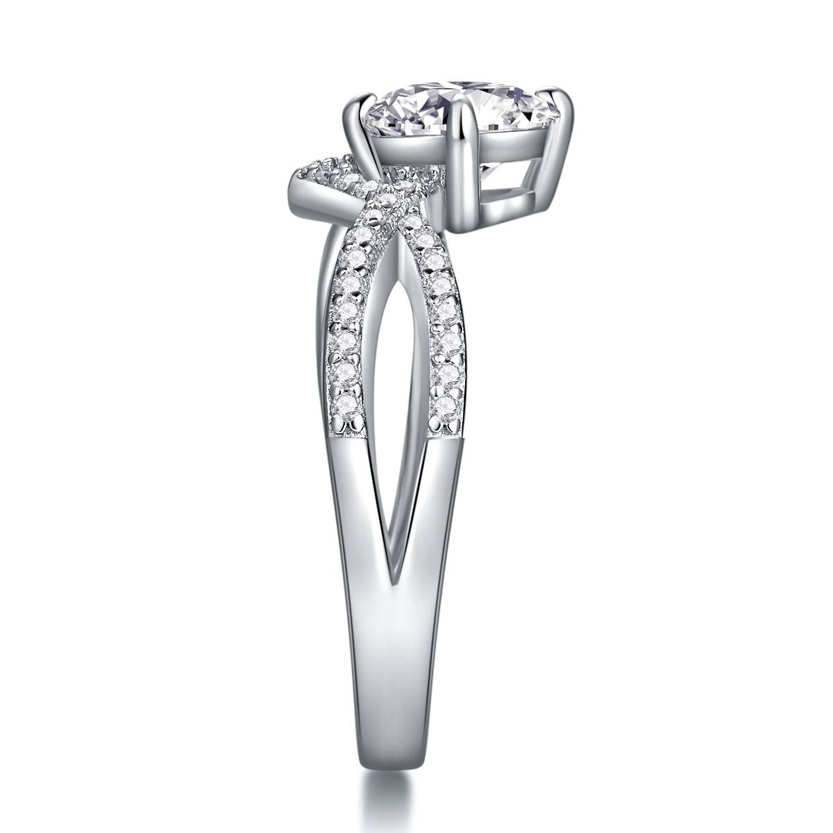 R13543款S925银镀18K白金Women's RingMoissanite1.0ct