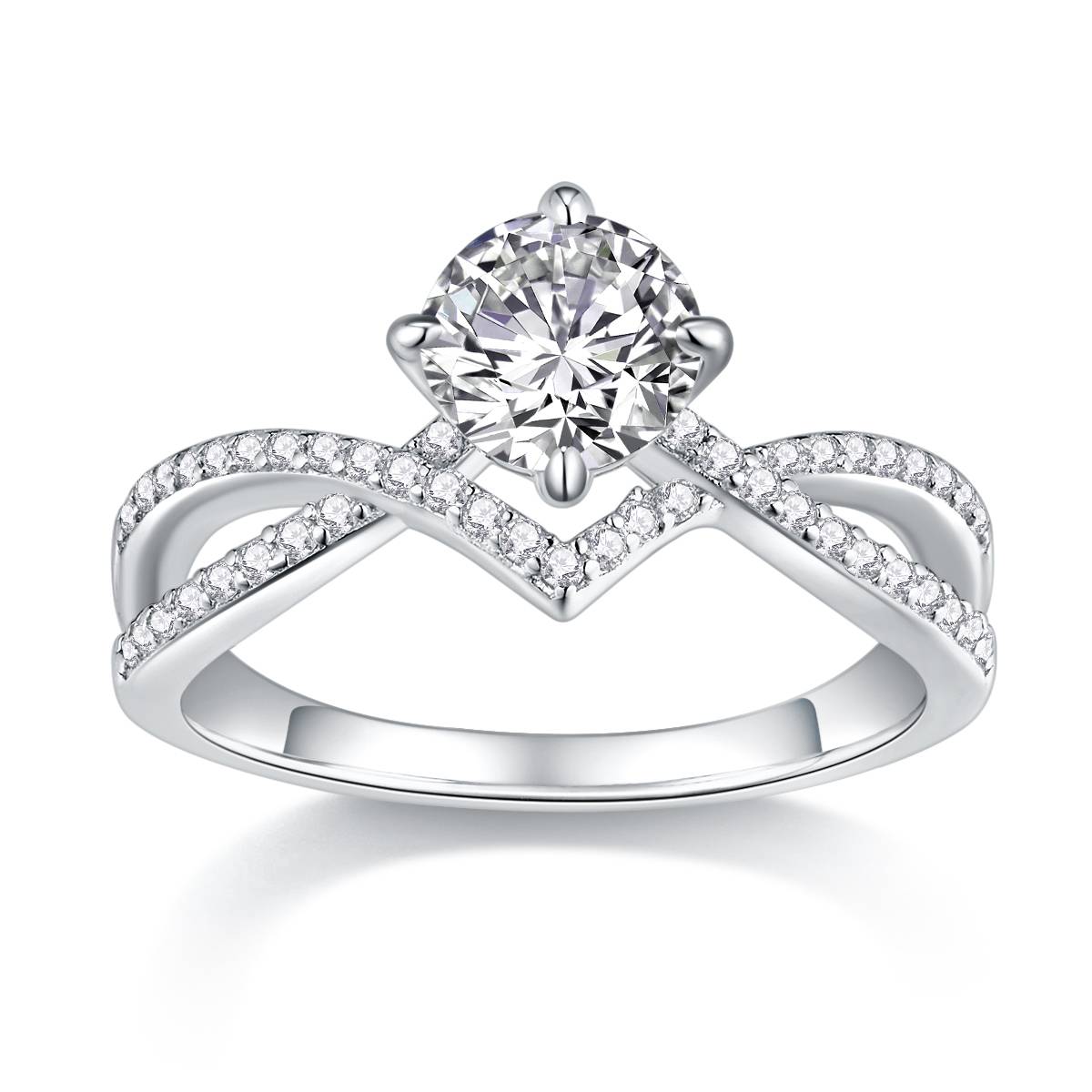 R13543款S925银镀18K白金Women's RingMoissanite1.0ct