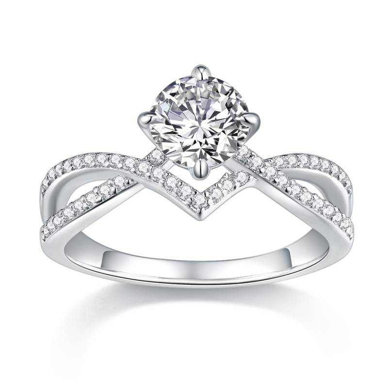 R13543款S925银镀18K白金Women's RingMoissanite1.0ct