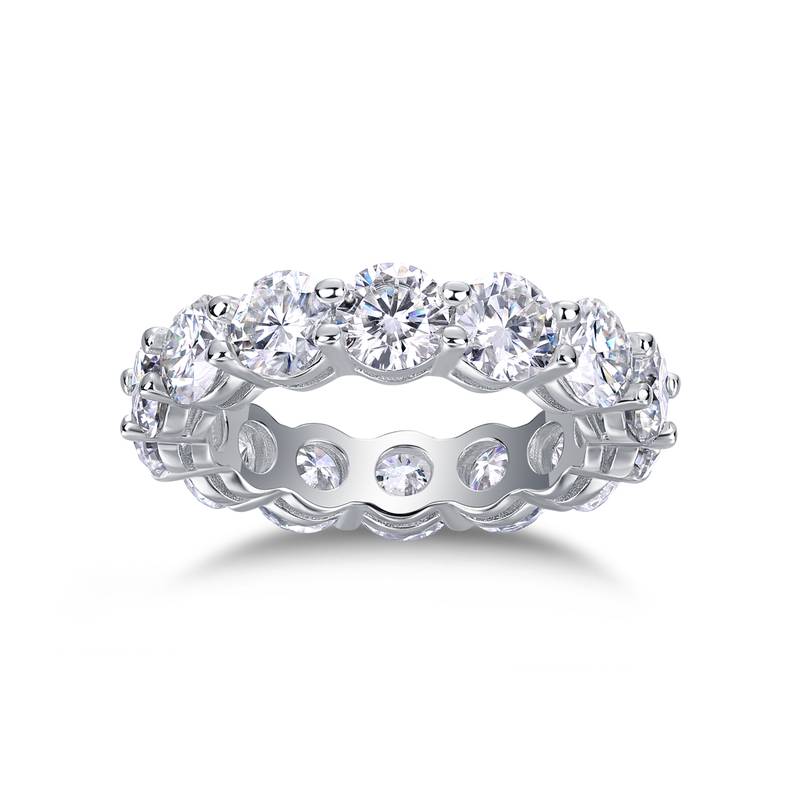 R13531款S925银镀18K白金女戒莫桑钻厘石6.5CT
