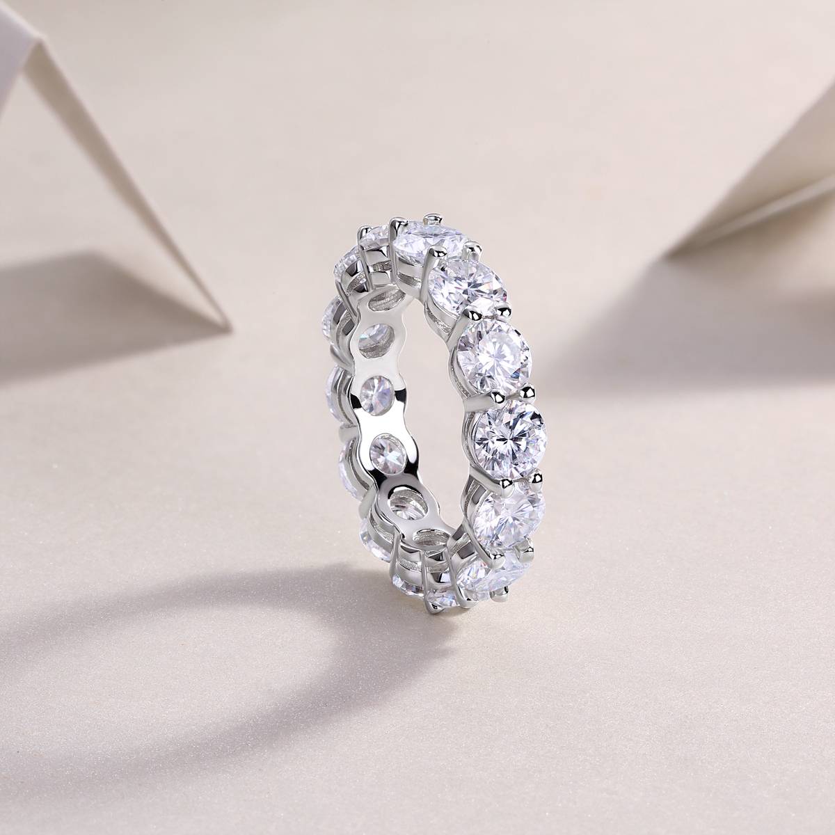 R13531款S925银镀18K白金Women's RingMoissanite厘石6.5ct