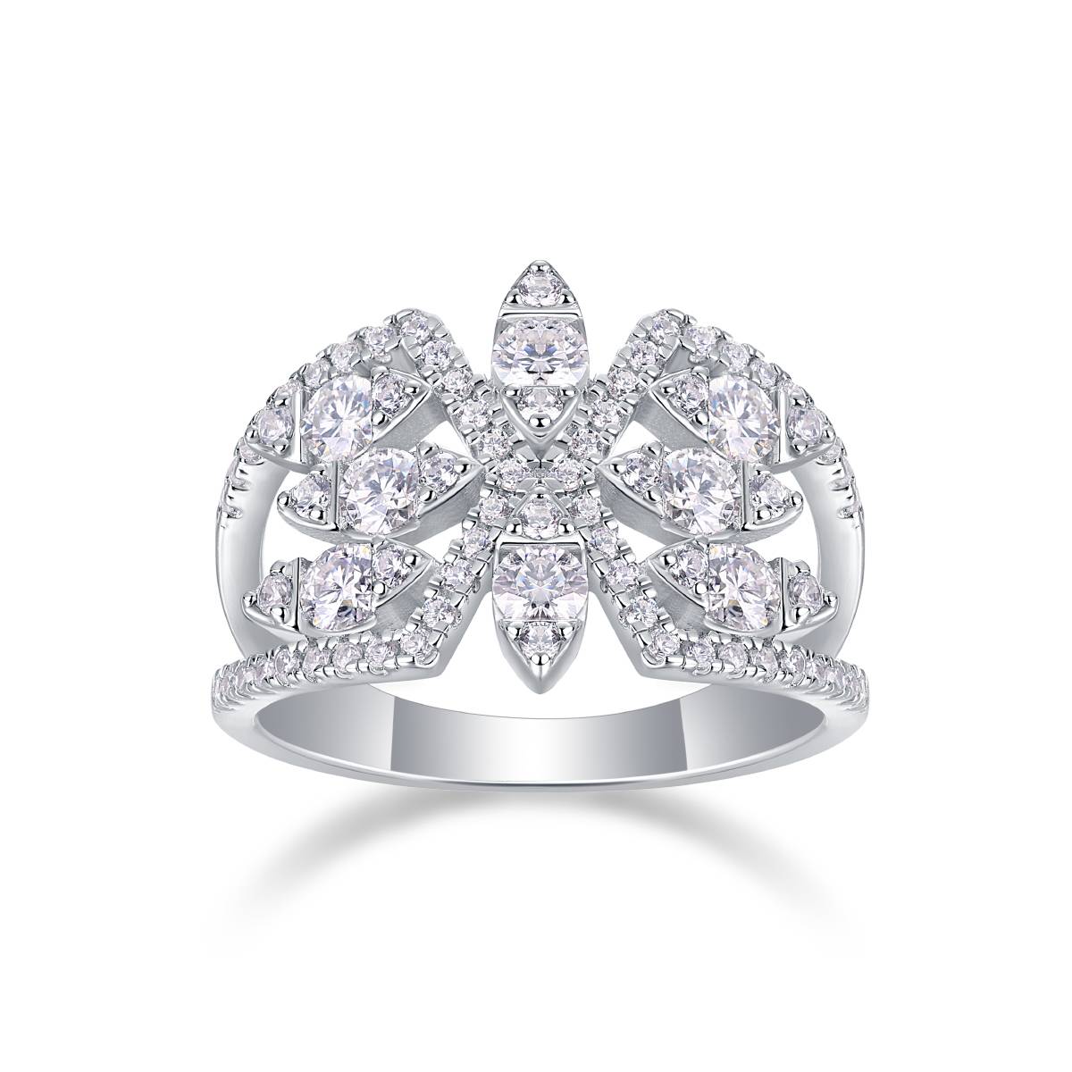 R13336款S925银镀18K白金Women's RingMoissanite厘石1.0ct