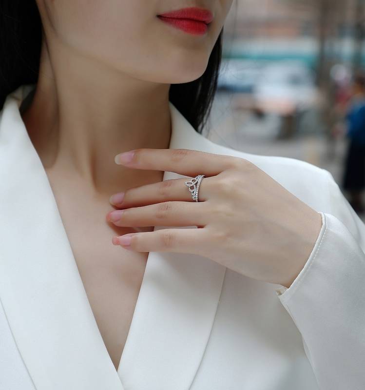 R13330款S925银镀18K白金Women's RingMoissanite厘石0.36ct