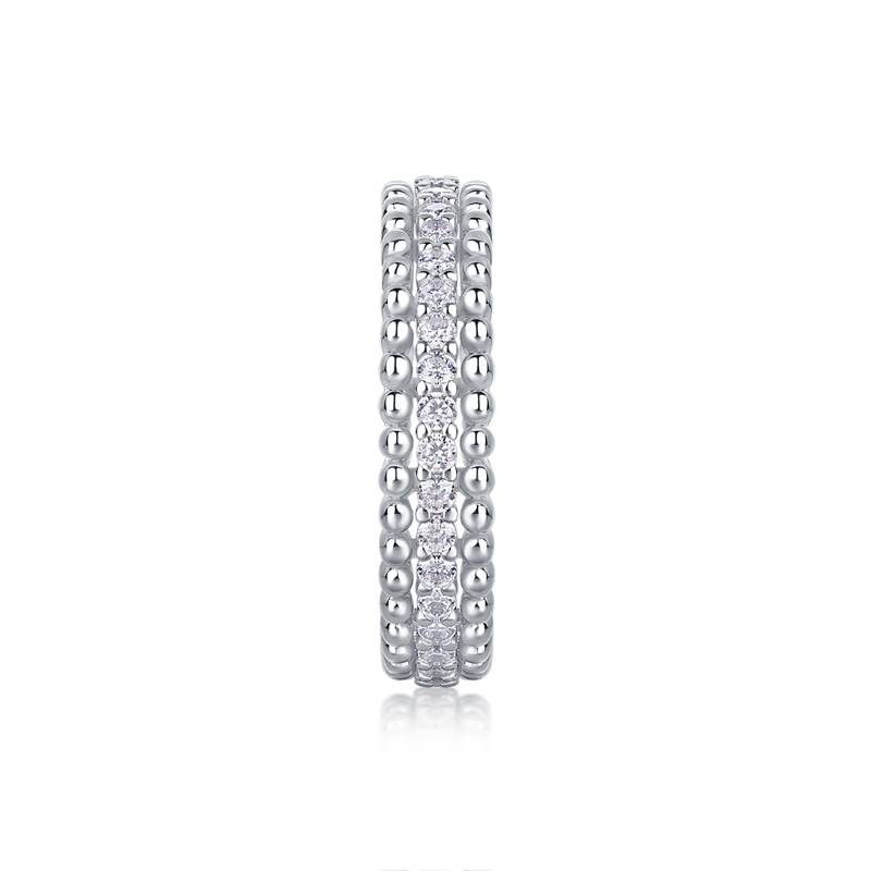 R13318款S925银镀18K白金女戒莫桑钻厘石0.6CT