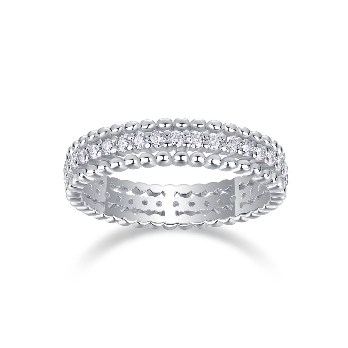 R13318款S925银镀18K白金女戒莫桑钻厘石0.6CT