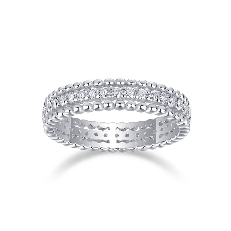 R13318款S925银镀18K白金女戒莫桑钻厘石0.6CT