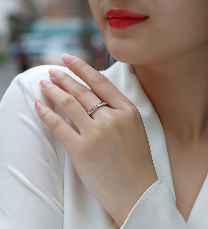 R13321款S925银镀18K白金Women's RingMoissanite厘石0.15ct
