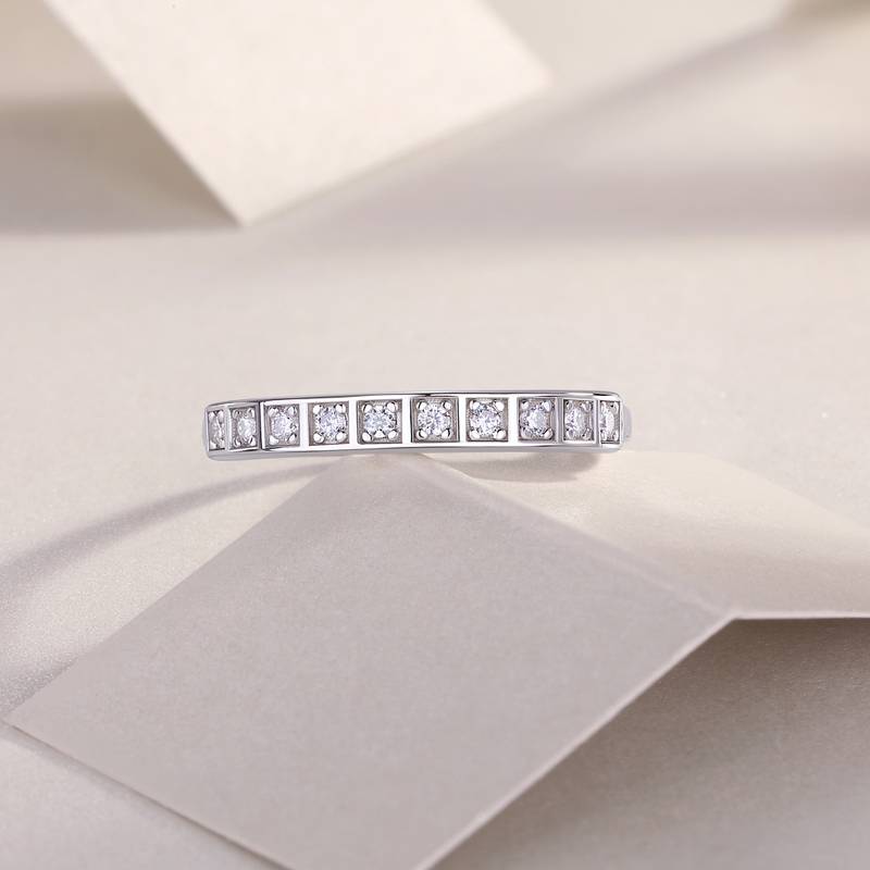 R13321款S925银镀18K白金Women's RingMoissanite厘石0.15ct