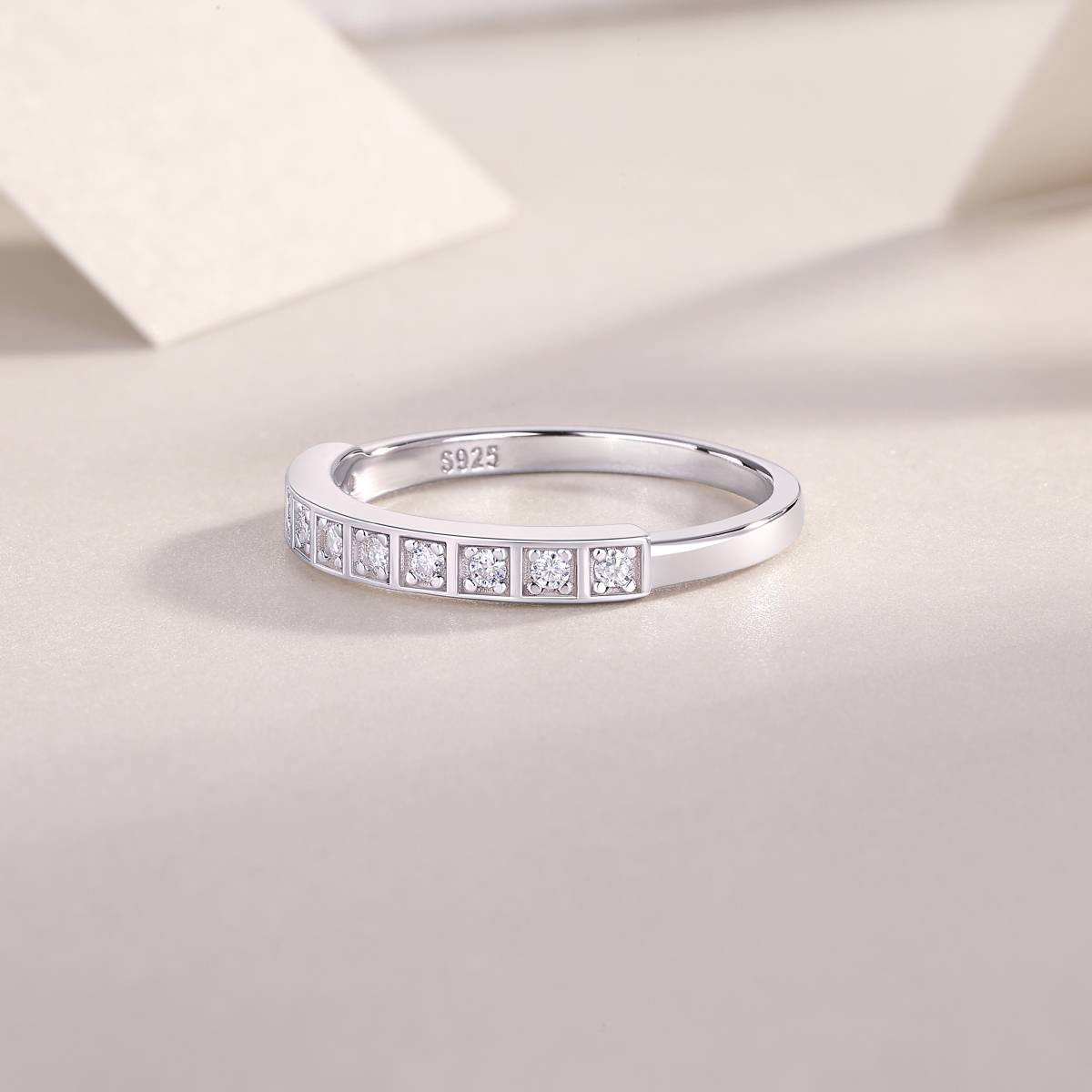 R13321款S925银镀18K白金Women's RingMoissanite厘石0.15ct