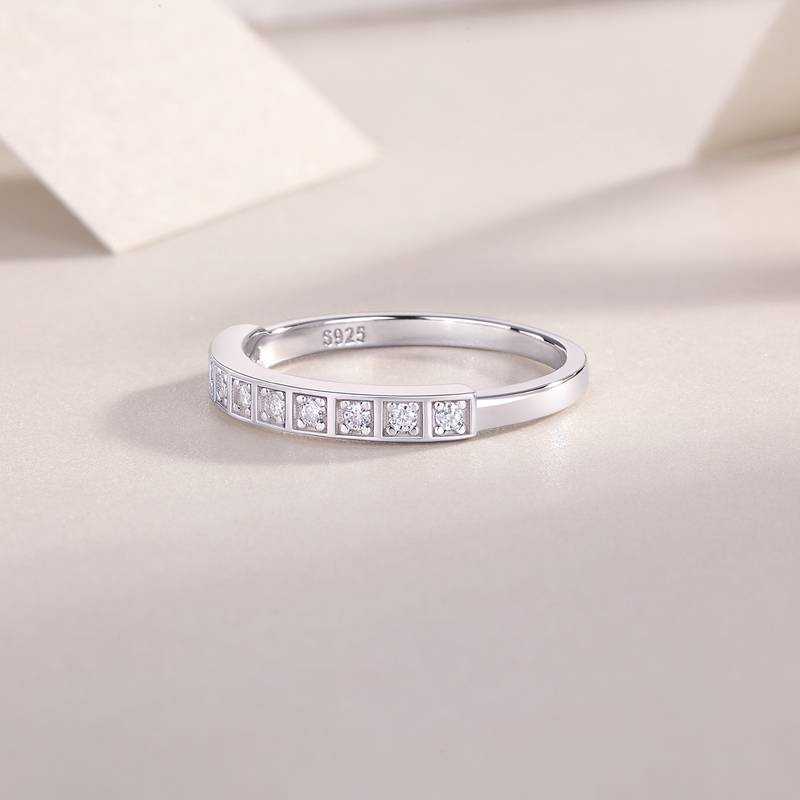 R13321款S925银镀18K白金Women's RingMoissanite厘石0.15ct