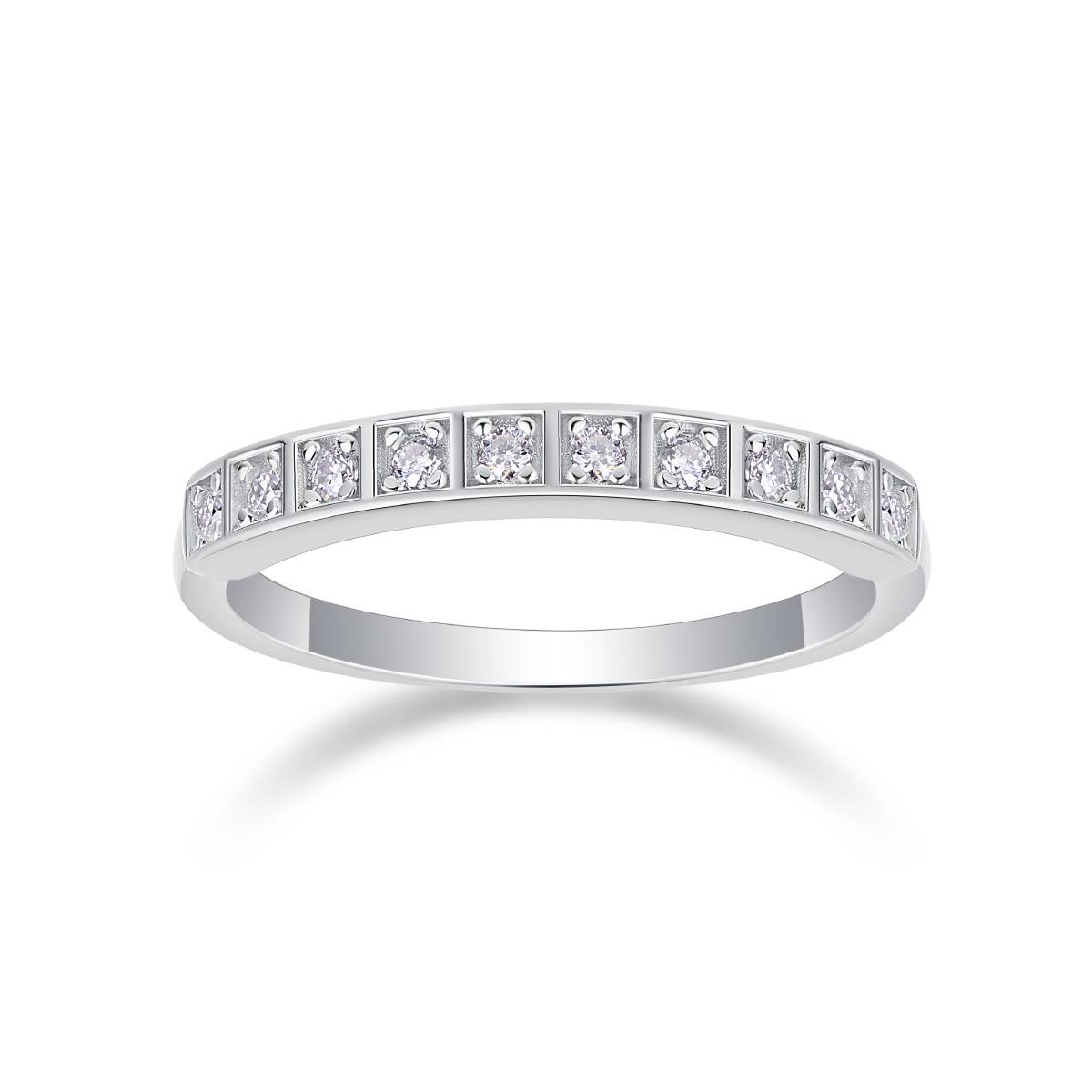 R13321款S925银镀18K白金Women's RingMoissanite厘石0.15ct