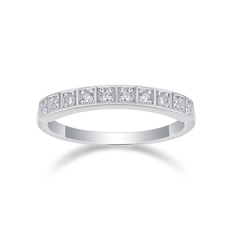 R13321款S925银镀18K白金Women's RingMoissanite厘石0.15ct