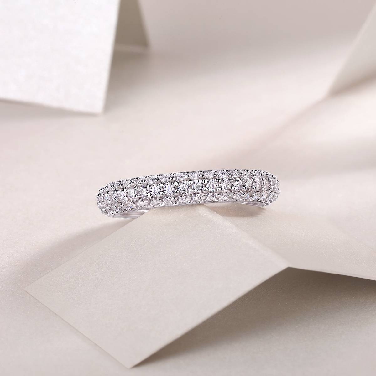 R13410款S925银镀18K白金Women's RingMoissanite厘石1.89ct