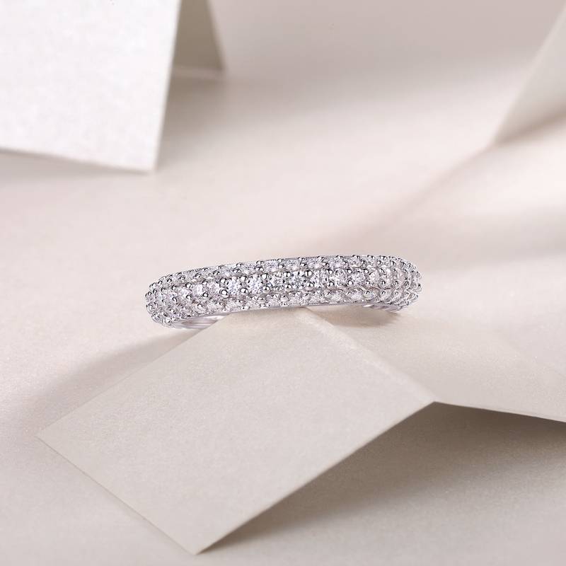 R13410款S925银镀18K白金女戒莫桑钻厘石1.89CT