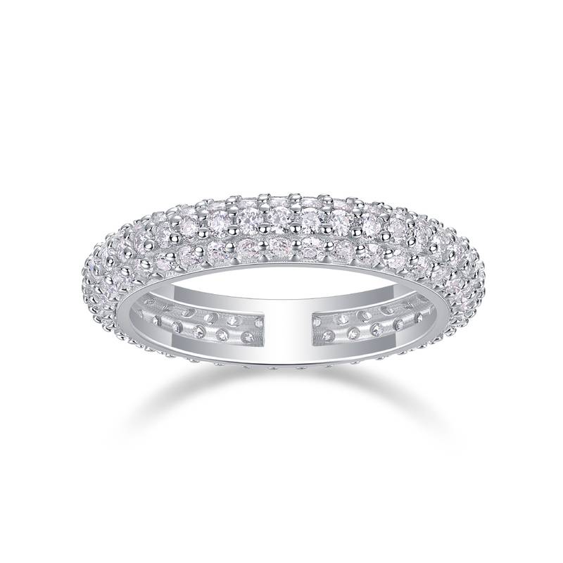 R13410款S925银镀18K白金女戒莫桑钻厘石1.89CT