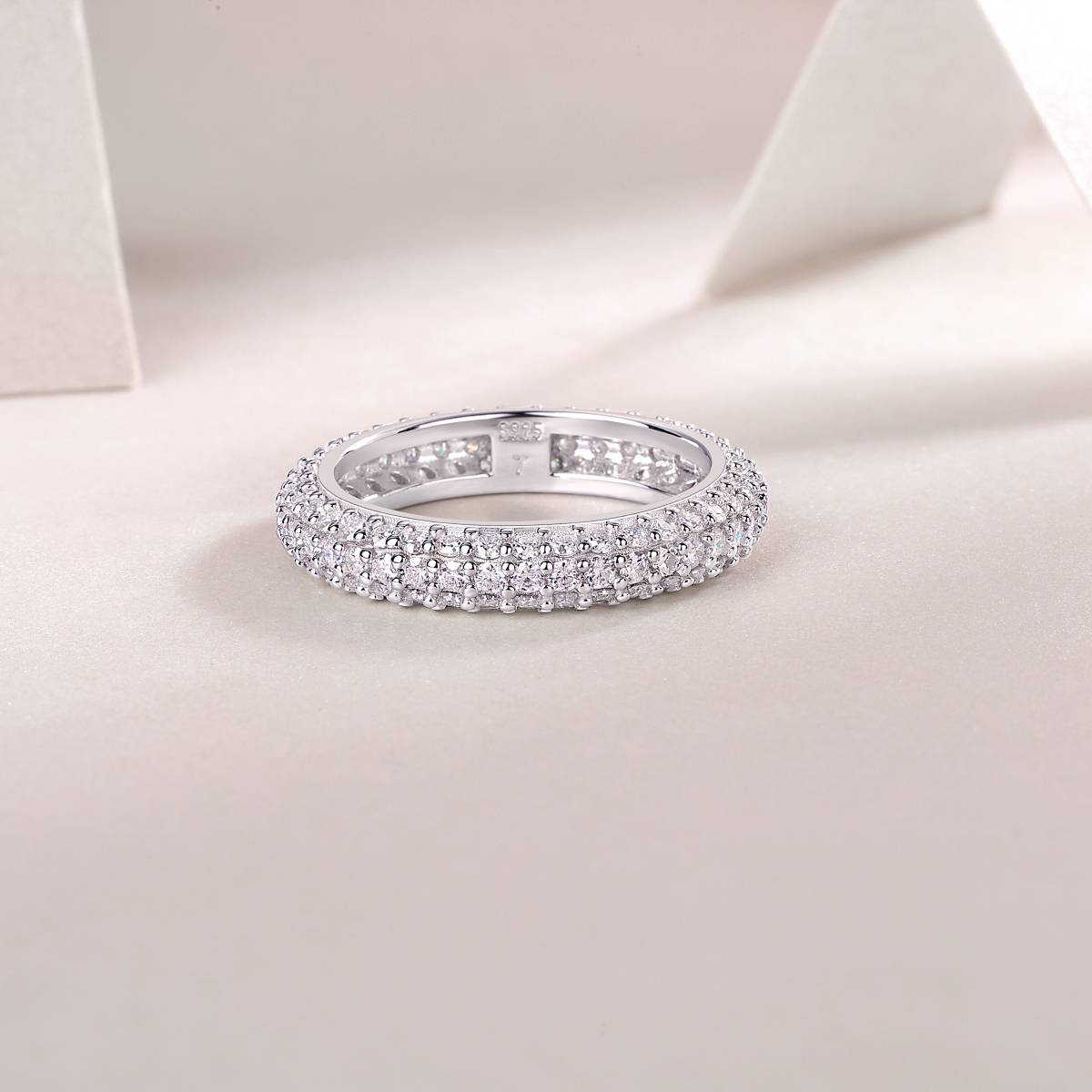 R13410款S925银镀18K白金Women's RingMoissanite厘石1.89ct