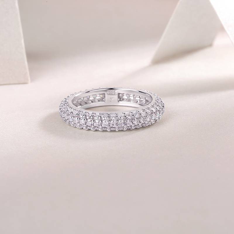 R13410款S925银镀18K白金女戒莫桑钻厘石1.89CT