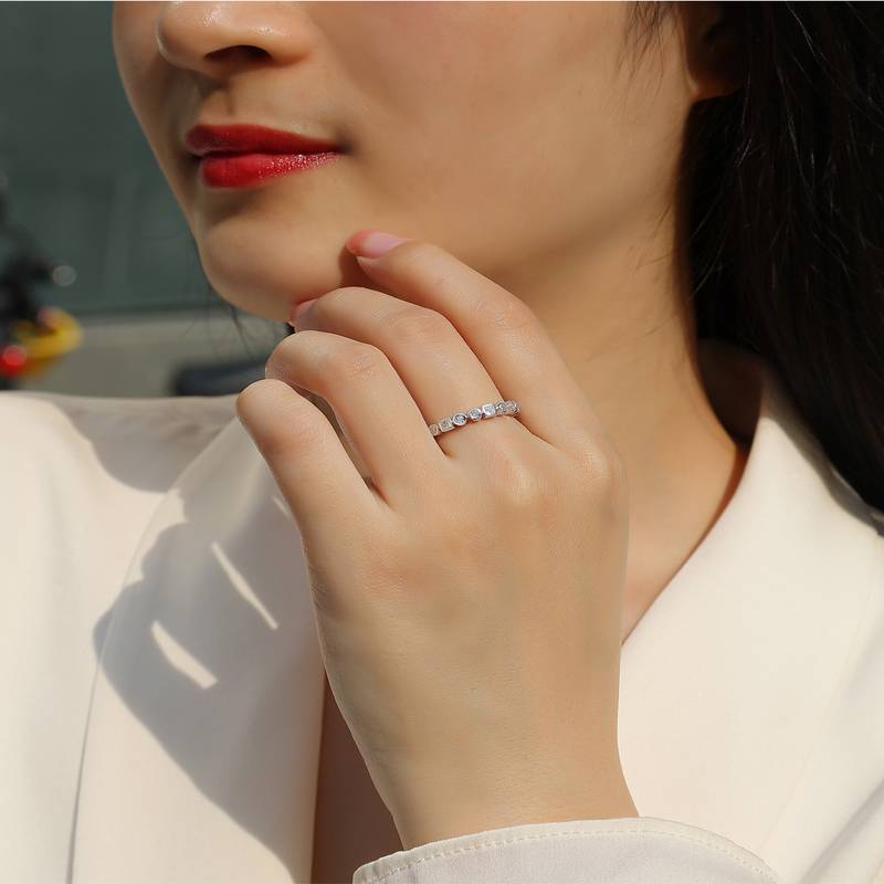 R13428款S925银镀18K白金Women's RingMoissanite厘石0.6ct