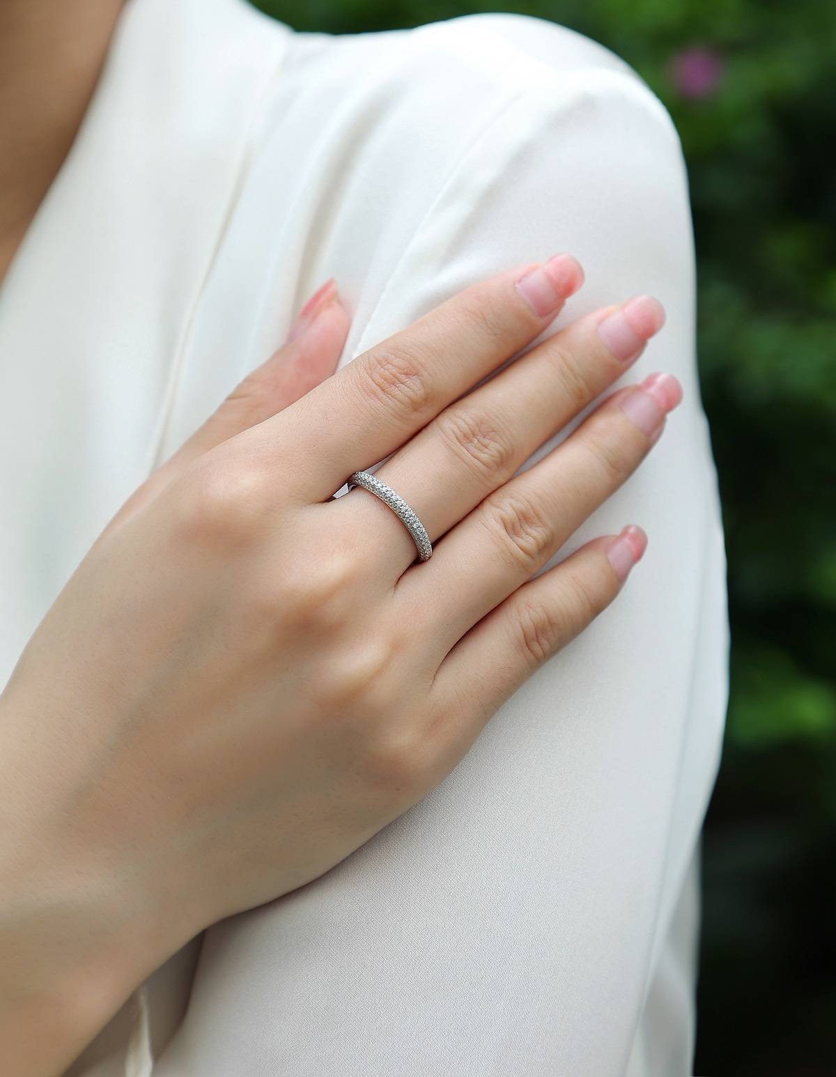 R12964款S925银镀18K白金Women's RingMoissanite厘石0.765ct