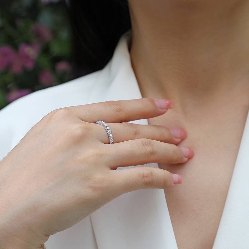 R12964款S925银镀18K白金Women's RingMoissanite厘石0.765ct